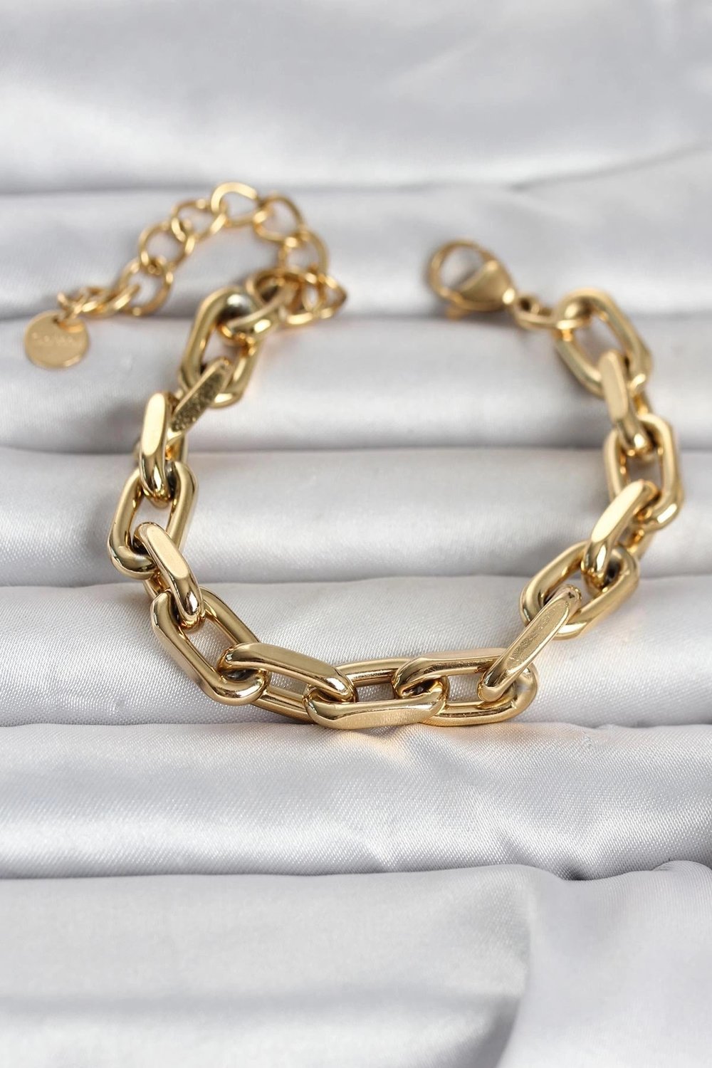 Mey İthalat® 316L Çelik Gold Renk Kalın Zincirli Kadın Bileklik