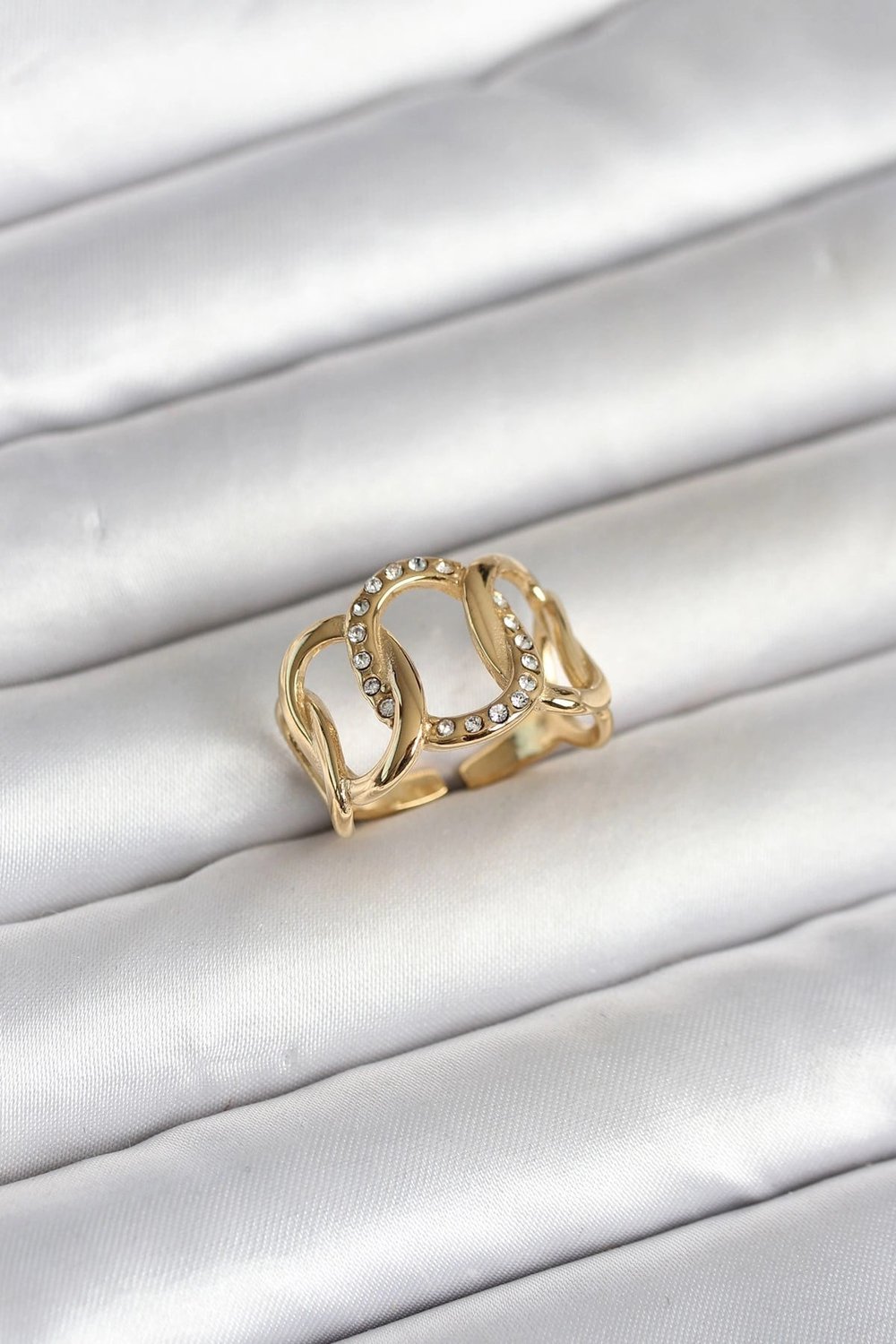 Mey İthalat® 316L Çelik Gold Renk Samanyolu Model Kadın Yüzük
