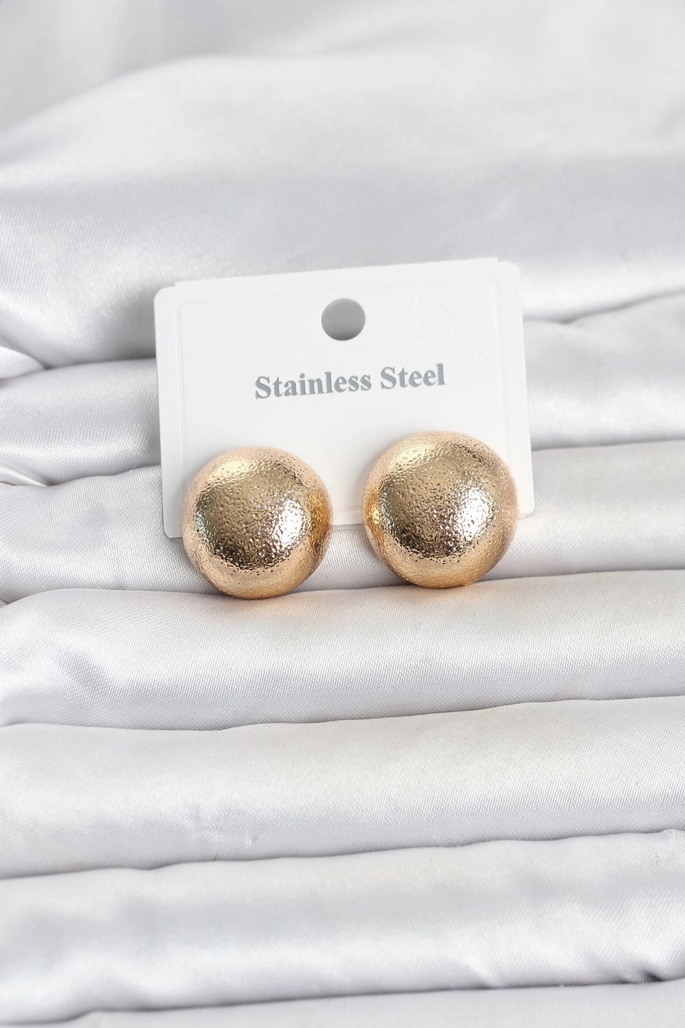 Mey İthalat® 316L Çelik Gold Renk Top Model Kadın Küpe