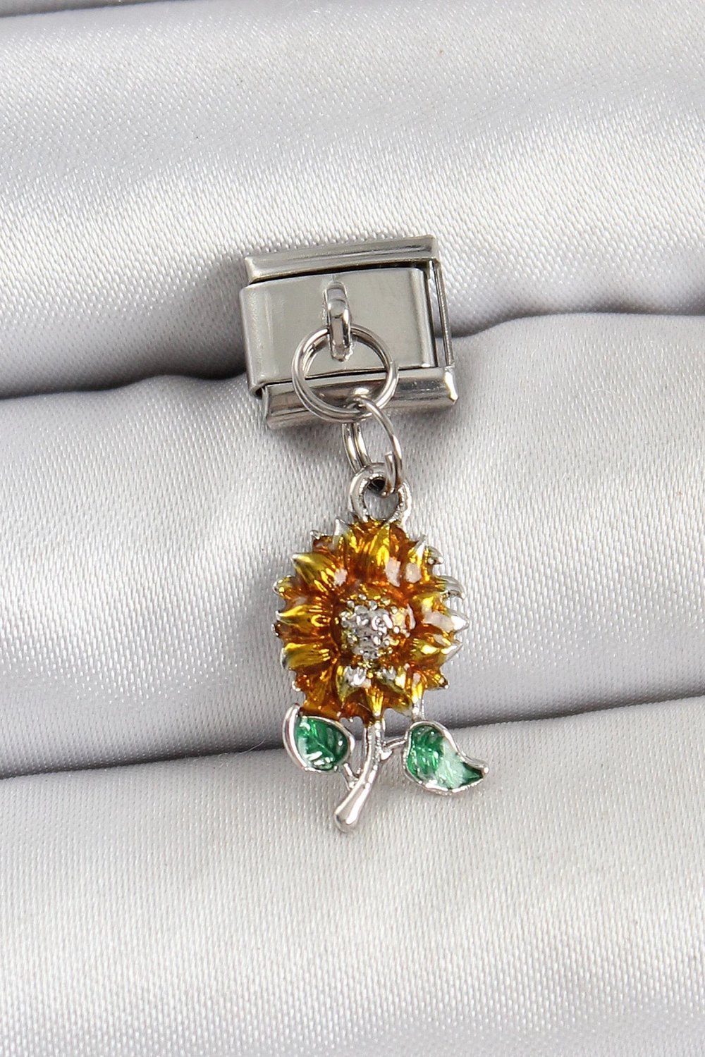 Mey İthalat® 316L Çelik Sallantılı Ayçiçeği Model Gümüş Renk Nomination Charm
