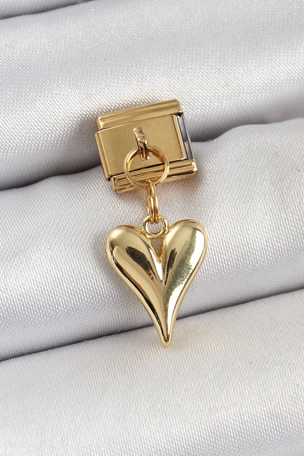 Mey İthalat® 316L Çelik Sallantılı Kalp Model Gold Renk Nomination Charm