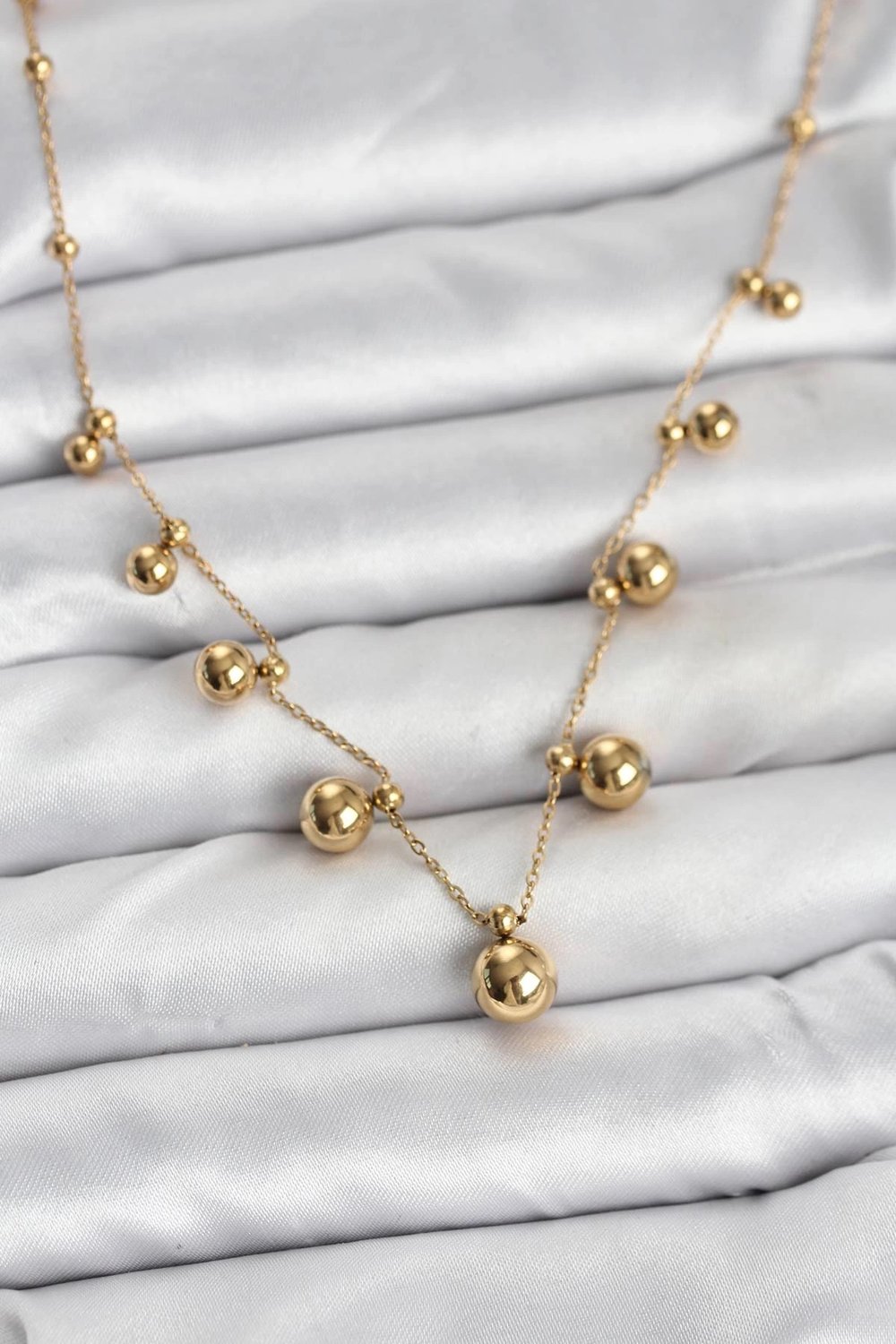 Mey İthalat® 316L Çelik Zincir Gold Renk Topçuklu Kolye