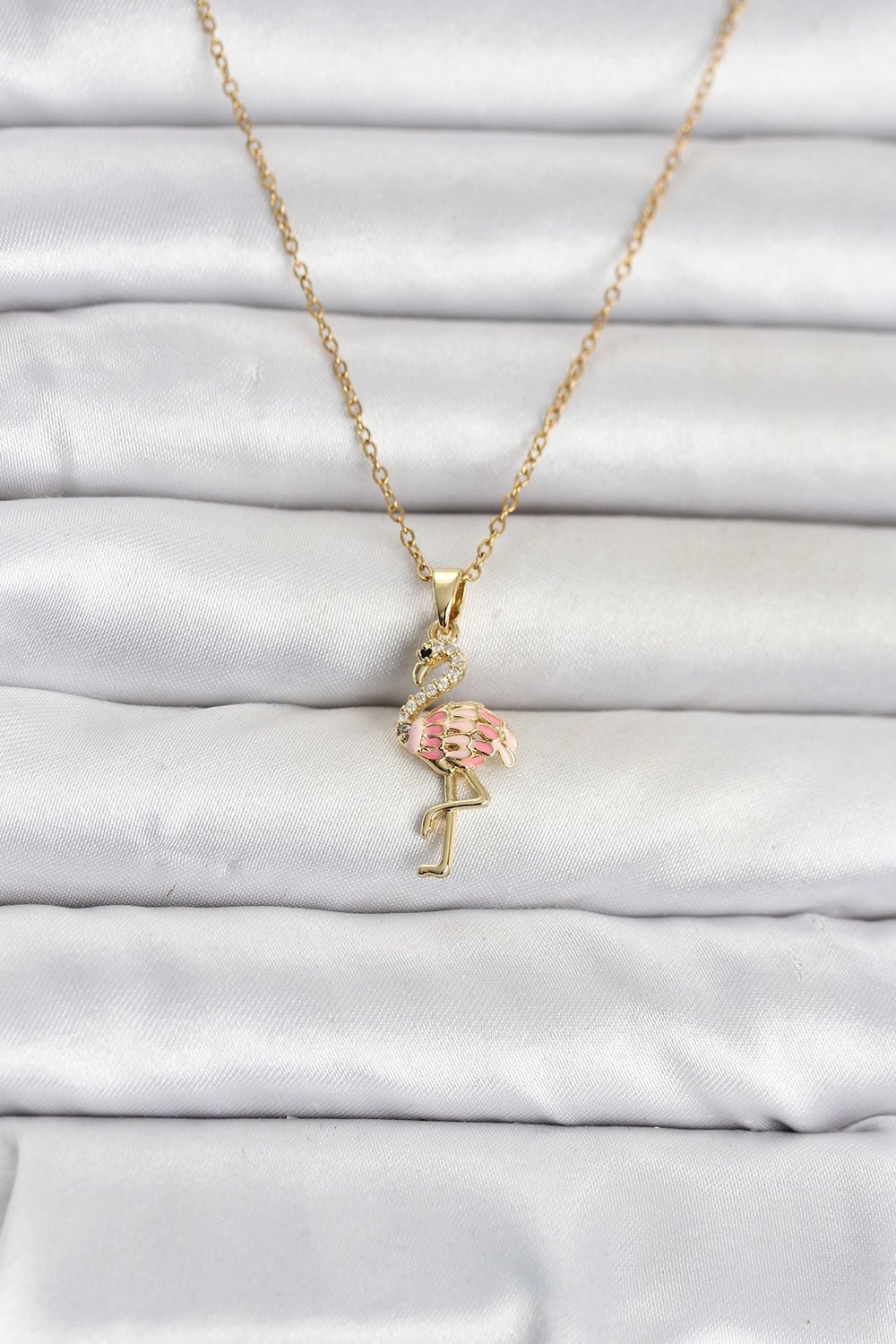 Mey İthalat® 316L Çelik Zincir Gold Renk Flamingo Model Kadın Kolye
