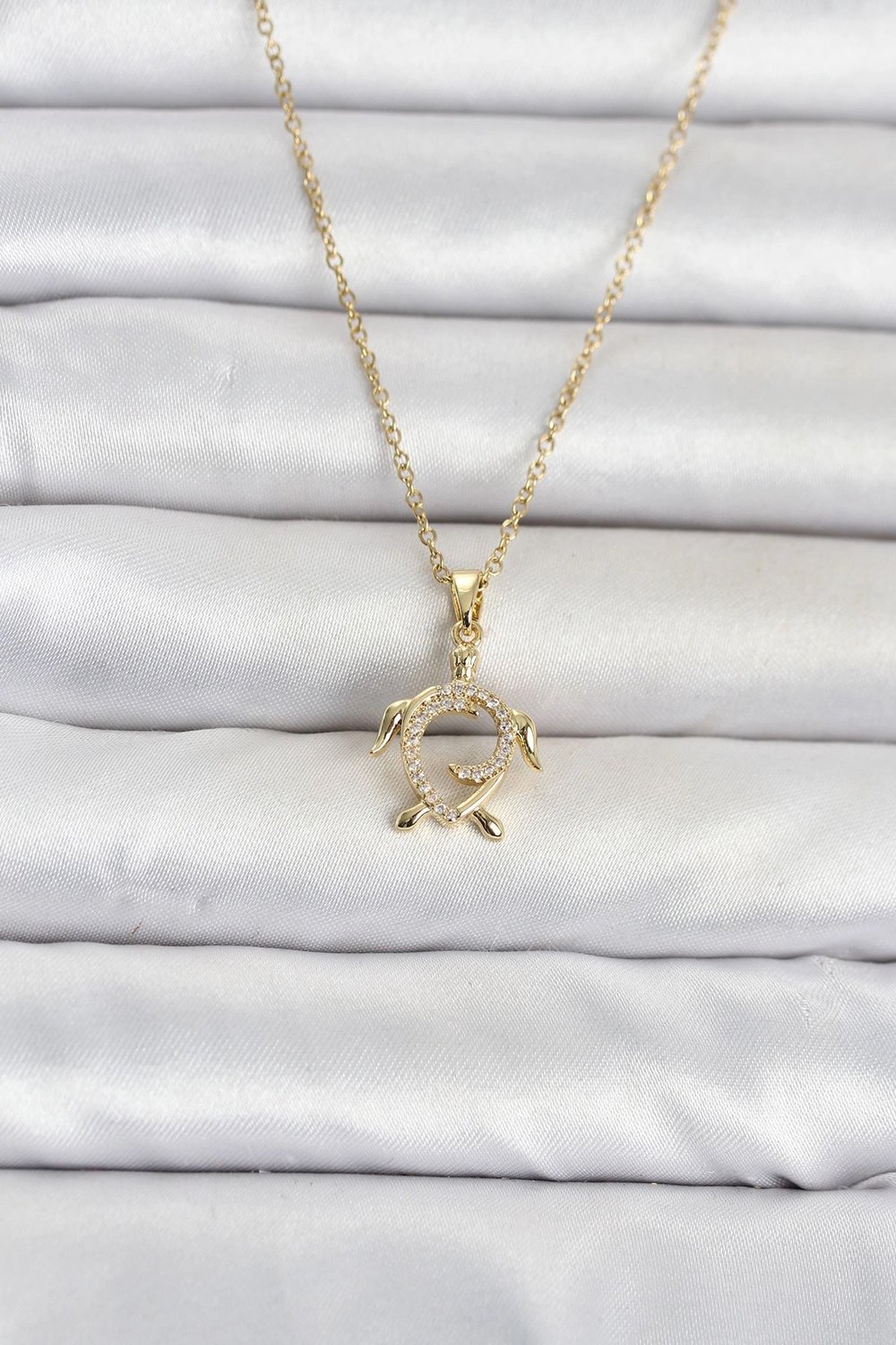 Mey İthalat® 316L Çelik Zincir Gold Renk Caretta Caretta Model Kadın Kolye