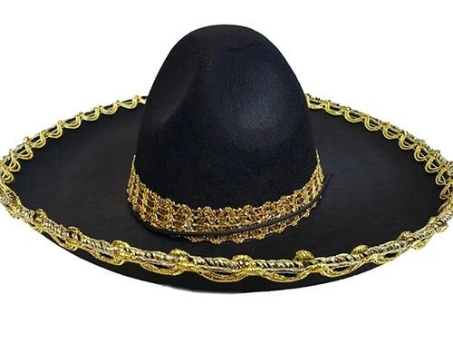 Mey İthalat® Altın Renk Şeritli Meksika Mariachi Latin Şapkası 55 cm Çocuk