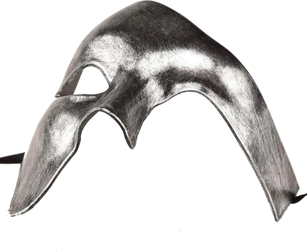 Mey İthalat® Antik Eskitme Gümüş Erkek Yarım Maske - Phantom & Balo Maskesi