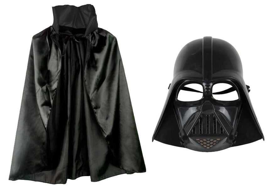 Mey İthalat® Çocuk Boy Yıldız Savaşları Star Wars Darth Vader Maskesi ve 90 cm Pelerin Seti Siyah