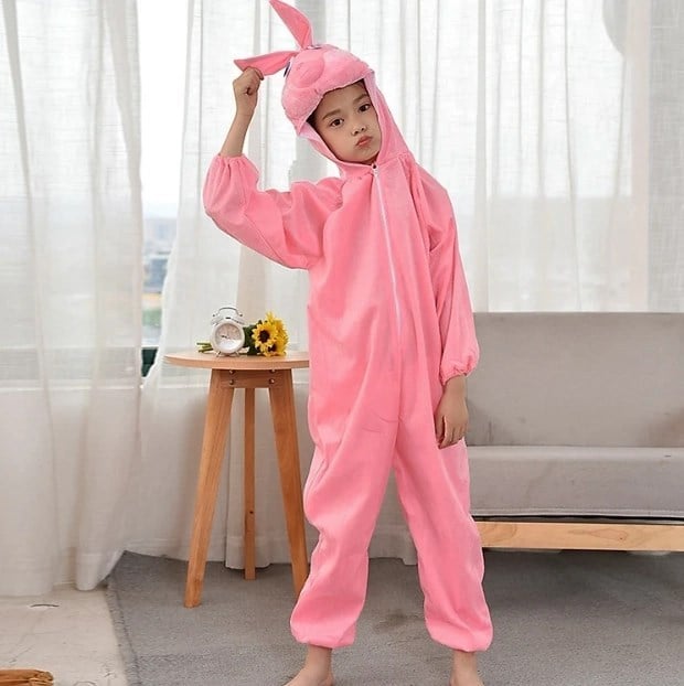 Mey İthalat® Çocuk Tavşan Kostümü Pembe Renk 2-3 Yaş 80 cm