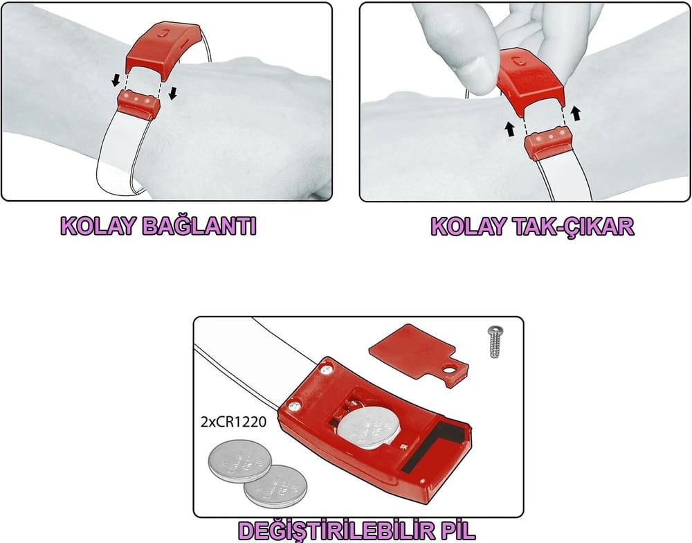 Mey İthalat® Festival & Parti LED Bileklik Baskı Yapılabilir 3 Farklı Mod Işıklı 1 Adet