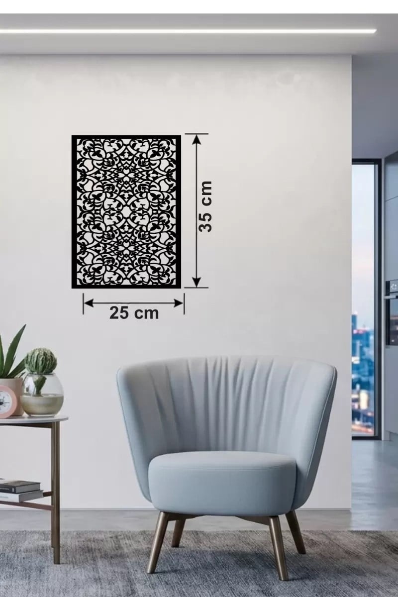 Mey İthalat® Floral Mandala Desenli Ahşap Duvar Tablosu - 25x35 cm Lazer Kesim Dekoratif Pano