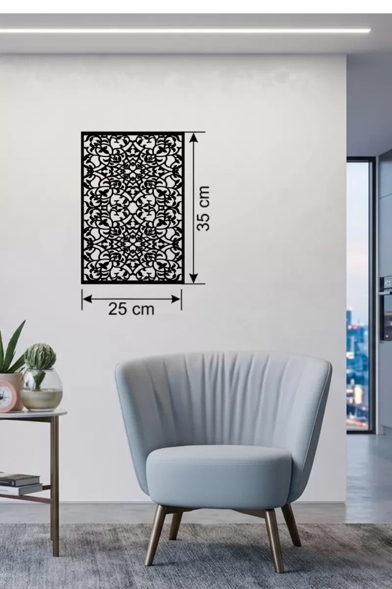 Mey İthalat® Floral Mandala Tasarım Ahşap Duvar Tablosu - 25x35 cm Lazer Kesim Dekoratif Pano