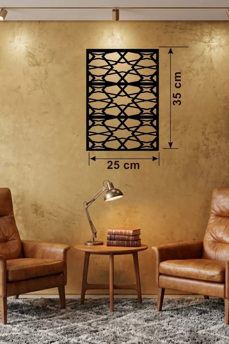 Mey İthalat® Geometrik Soyut Tasarım Ahşap Duvar Tablosu - 25x35 cm Lazer Kesim Modern Pano