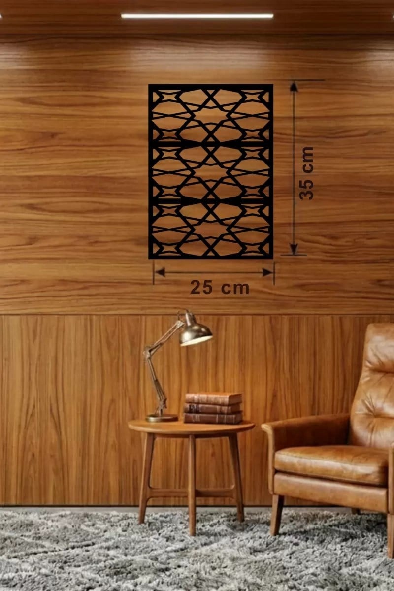 Mey İthalat® Geometrik Soyut Tasarım Ahşap Duvar Tablosu - 25x35 cm Lazer Kesim Modern Pano