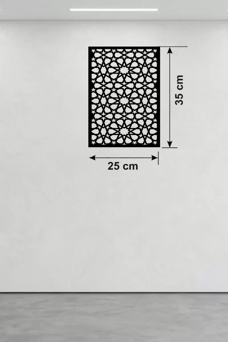 Mey İthalat® Geometrik Yıldız Geçme Ahşap Duvar Tablosu - 25x35 cm Lazer Kesim Selçuklu Motifi