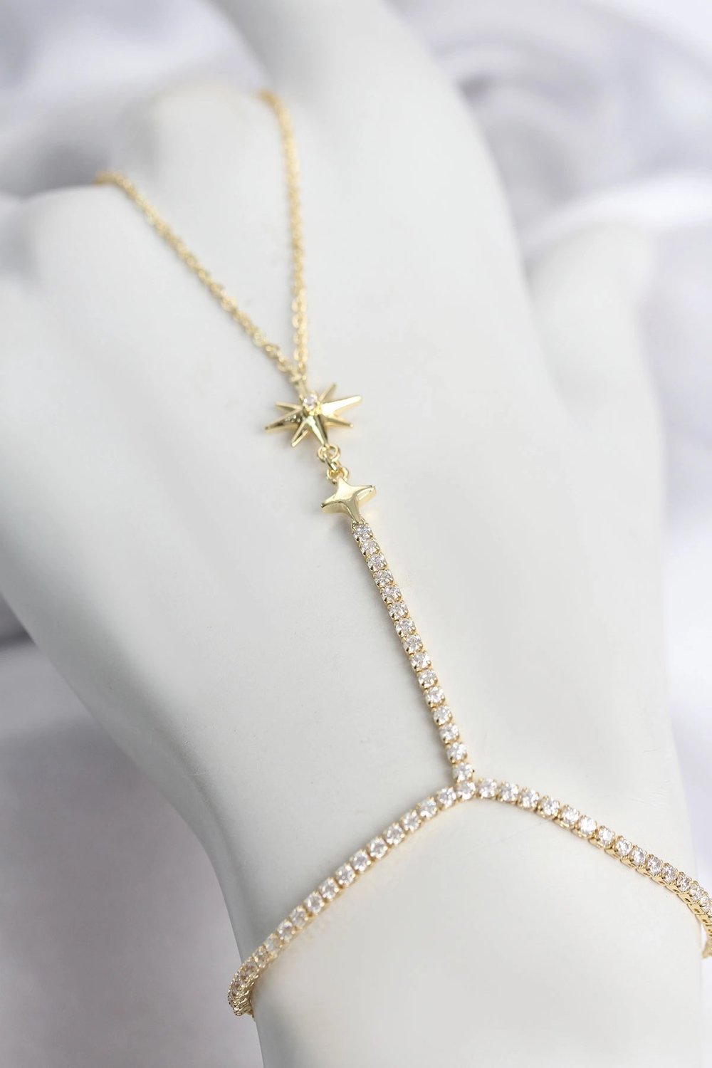 Mey İthalat® Gold Renk Pirinç Zirkon Taşlı Kutup Yıldızı Model Şahmeran