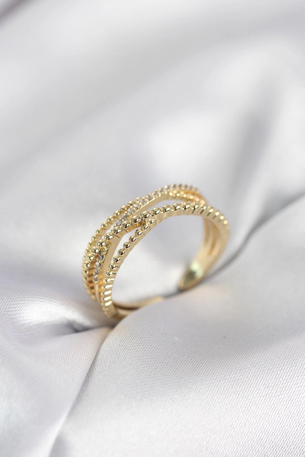 Mey İthalat® Gold Renk Sarmal Model Kadın Yüzük