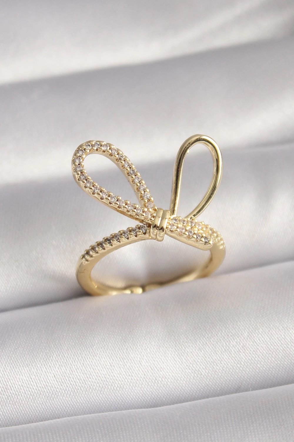 Mey İthalat® Gold Renk Zirkon Taşlı Düğüm Model Kadın Yüzük