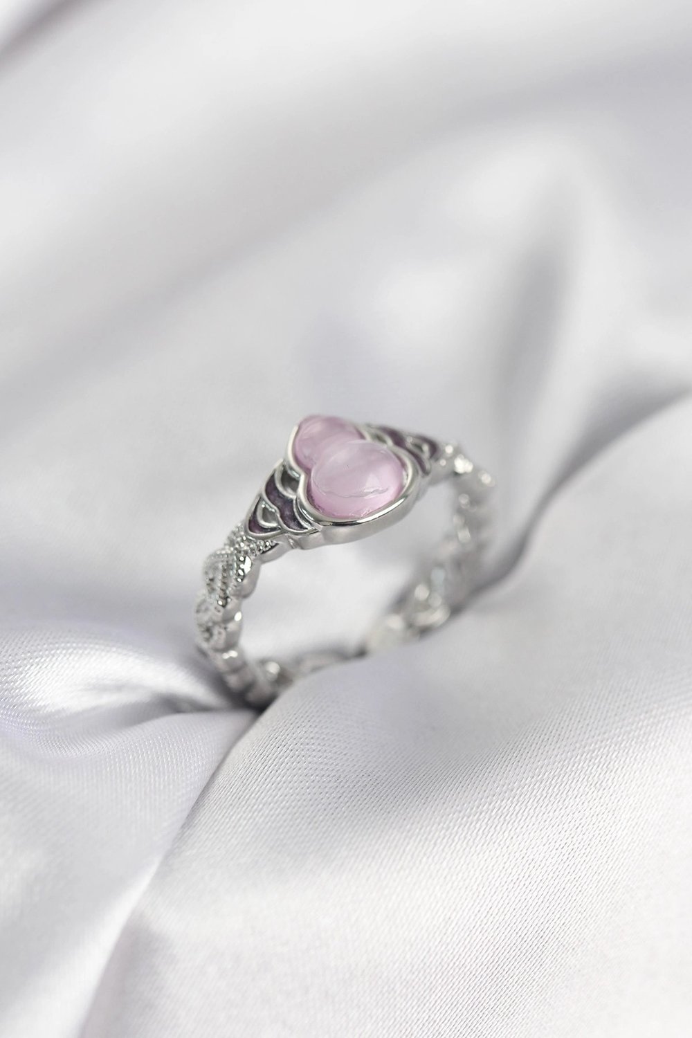 Mey İthalat® Gümüş Renk Pembe Damla Model Kadın Yüzük