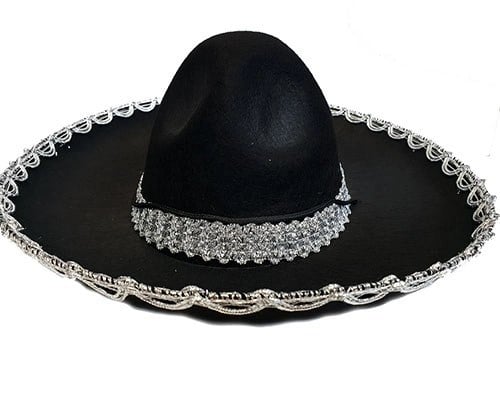 Mey İthalat® Gümüş Renk Şeritli Meksika Mariachi Latin Şapkası 55 cm Çocuk