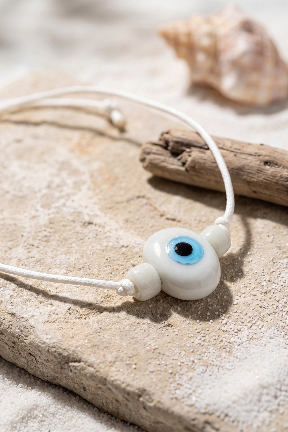 Mey İthalat® Handmade Bohem Beyaz Nazar Kolye