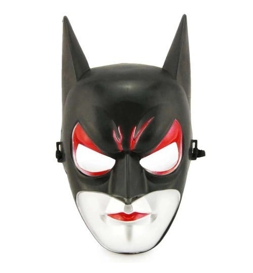 Mey İthalat® Kırmızı Gözlü Siyah Batman Maske - Lastikli Batgirl Maskesi 28x17 cm