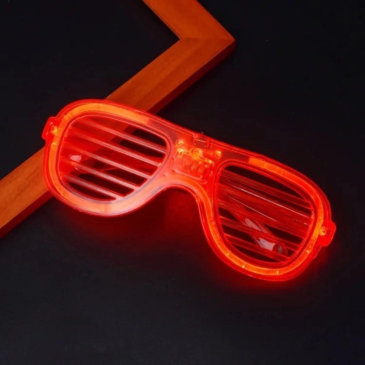 Mey İthalat® Kırmızı Led Işıklı Parti Gözlüğü - Neon Glow Şerit Gözlük 3 Modlu