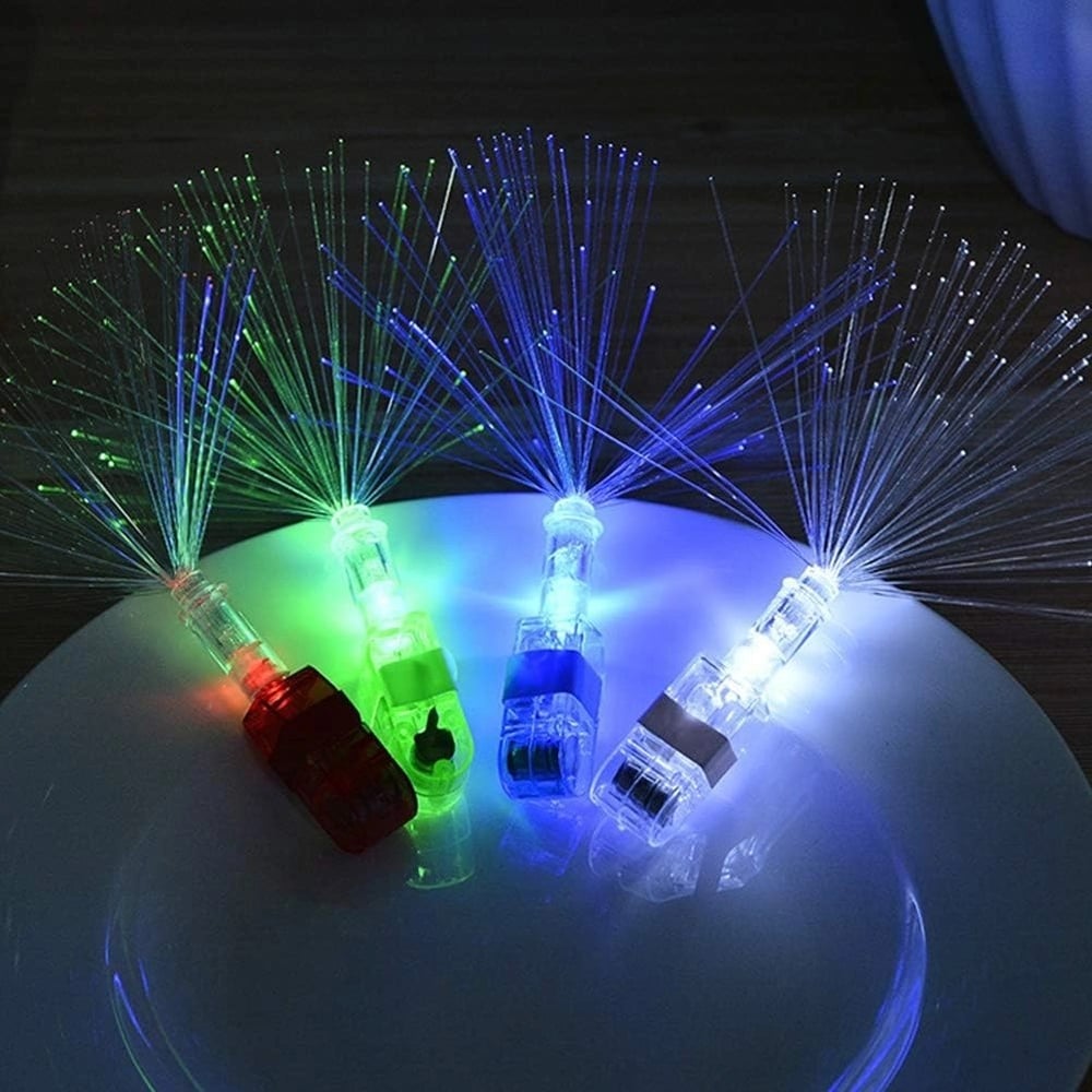 Mey İthalat® Led Işıklı Renkli Püsküllü Parmak Işığı 4 Renk 4 Adet
