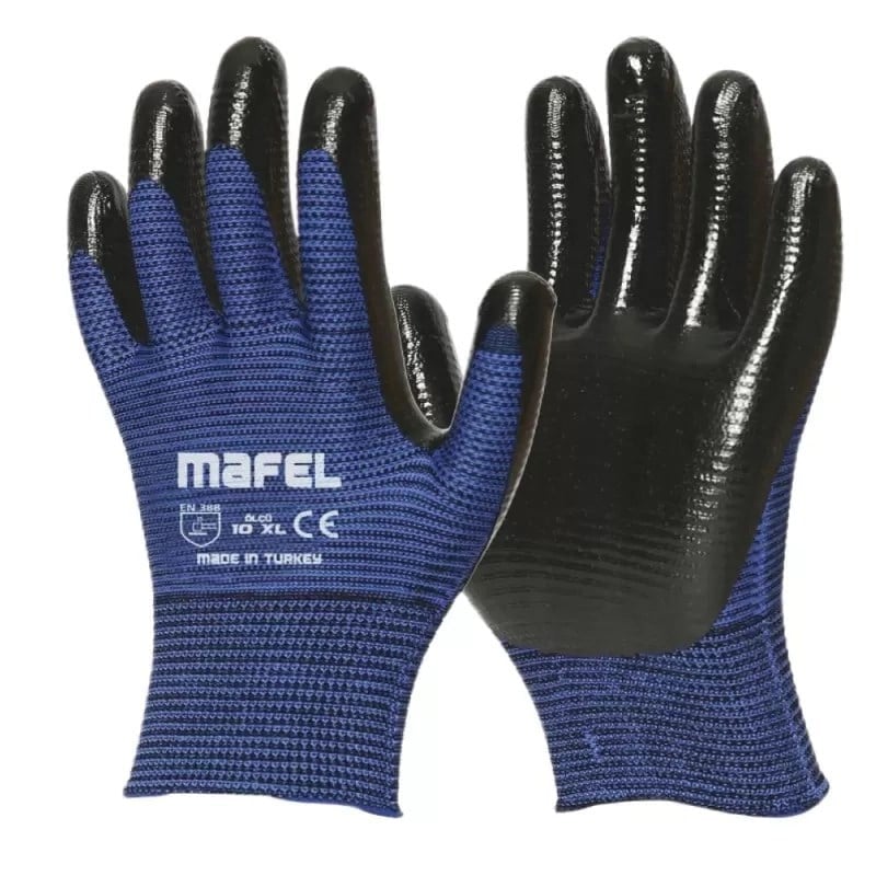 Mey İthalat® MAFEL MF-001 Nitril Kaplı Aşınmaya Dayanıklı İnşaat Ve İş Eldiveni (12'li Paket)