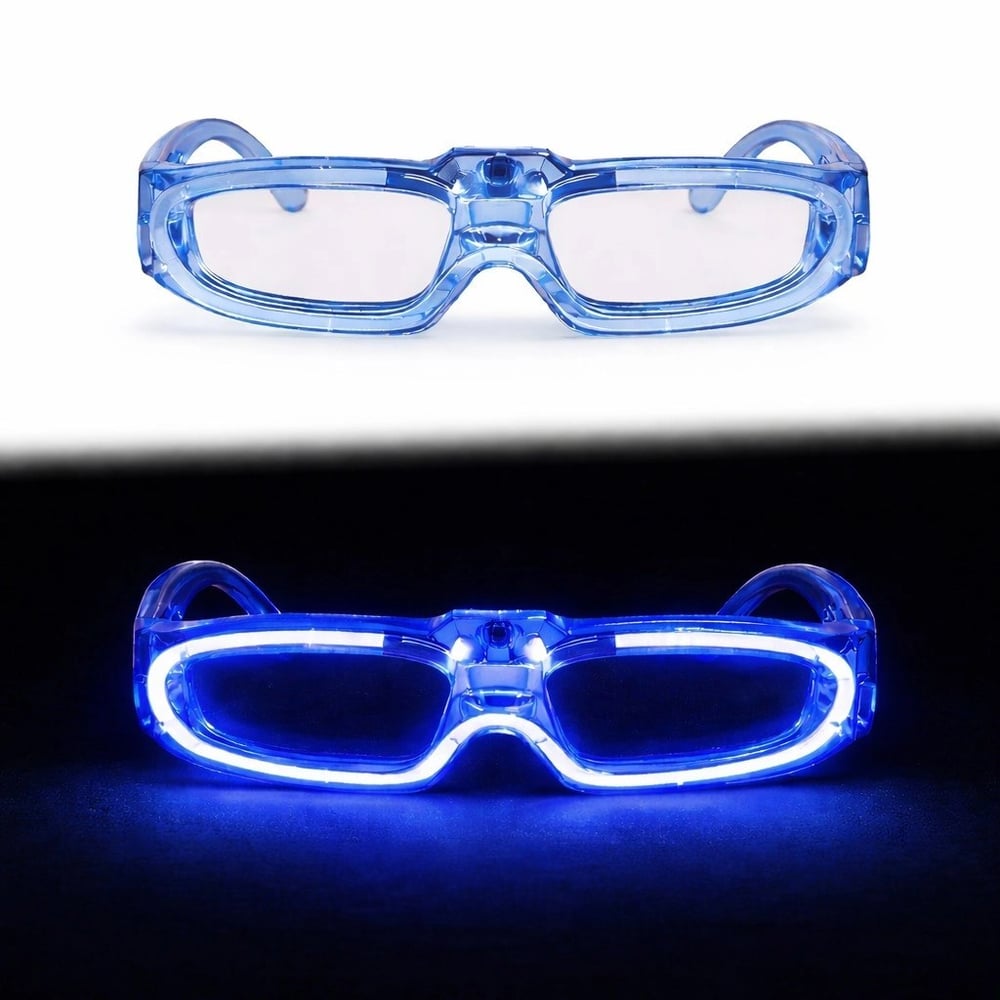 Mey İthalat® Mavi LED Işıklı Parti Gözlüğü 3 Modlu – Glow & Gece Eğlence Gözlüğü