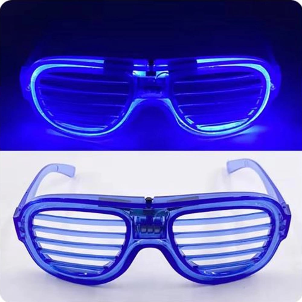Mey İthalat® Mavi Led Işıklı Parti Gözlüğü - Neon Glow Şerit Gözlük 3 Modlu