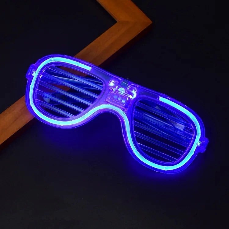 Mey İthalat® Mavi Led Işıklı Parti Gözlüğü - Neon Glow Şerit Gözlük 3 Modlu