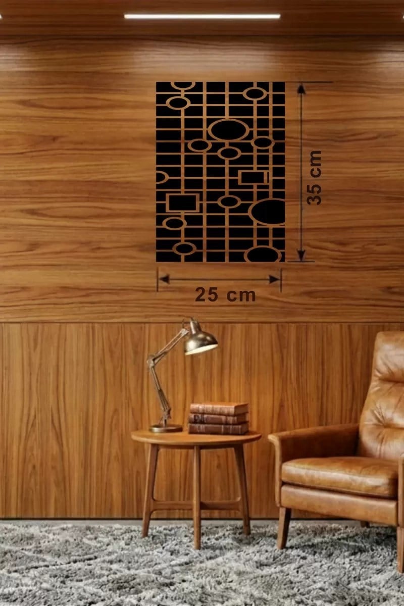 Mey İthalat® Modern Geometrik Desenli Ahşap Duvar Tablosu - 25x35 cm Dekoratif Pano
