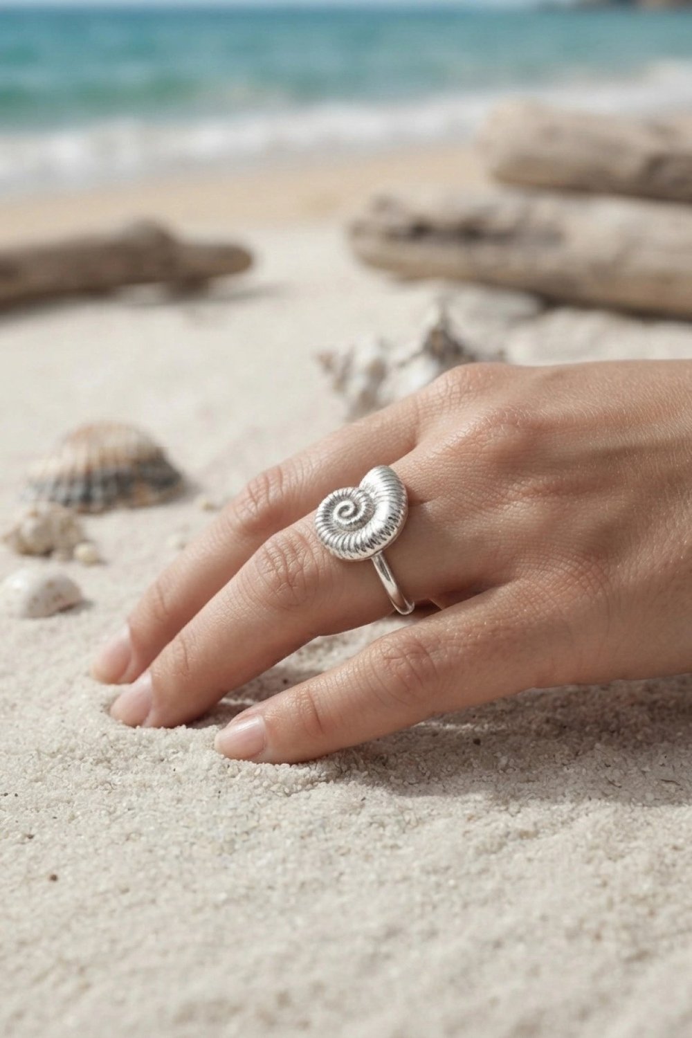 Mey İthalat® Nautilus Tasarım Gümüş Renk Kadın Yüzük