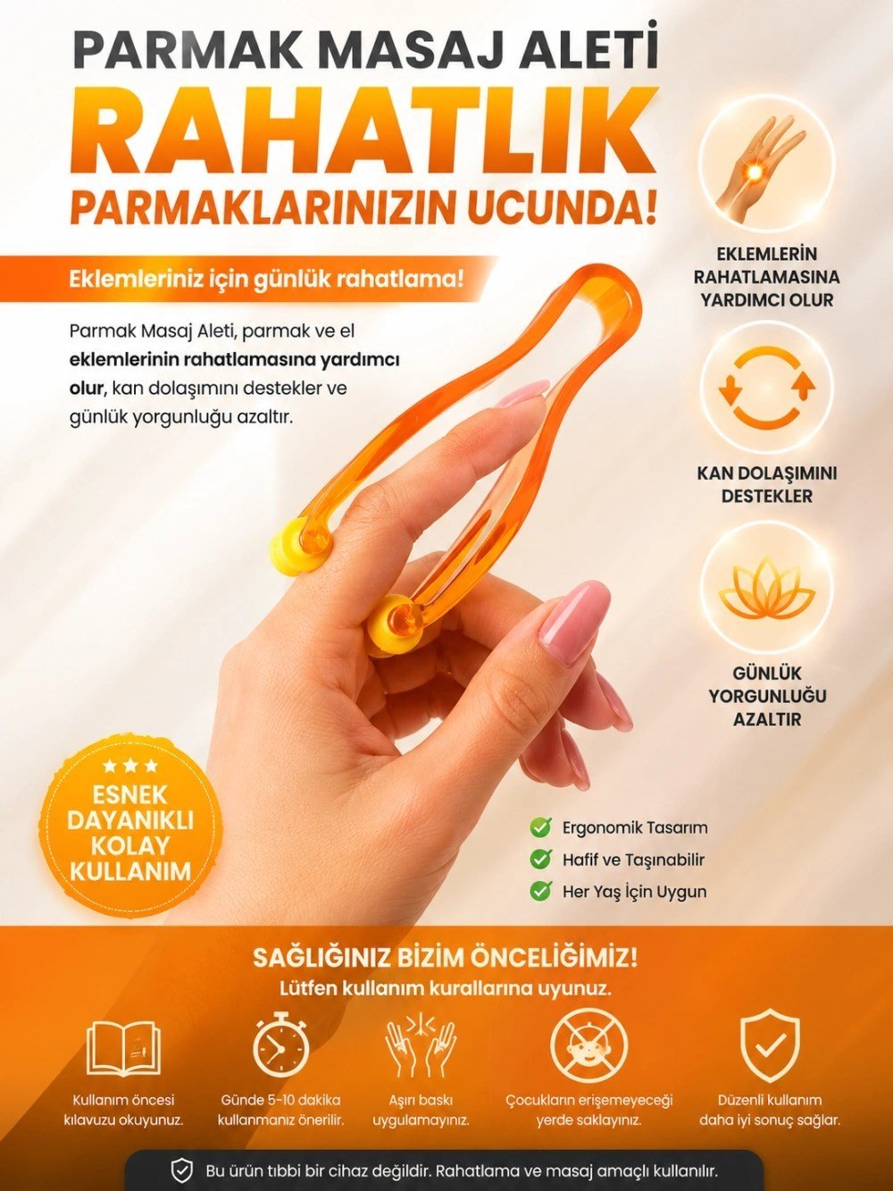 Mey İthalat® Nordmende Parmak Masaj Aleti El ve Parmak Rahatlatıcı Masaj Aparatı