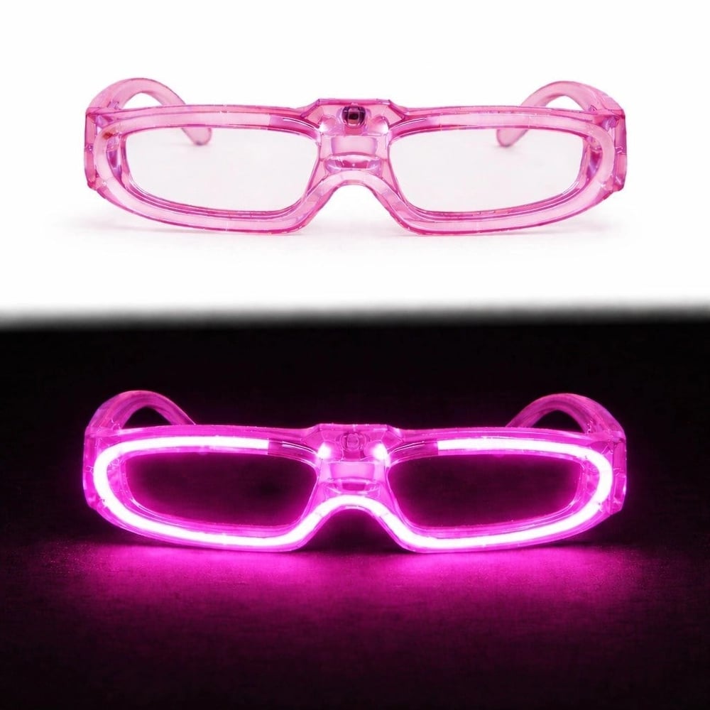 Mey İthalat® Pembe LED Işıklı Parti Gözlüğü 3 Modlu – Glow & Gece Eğlence Gözlüğü