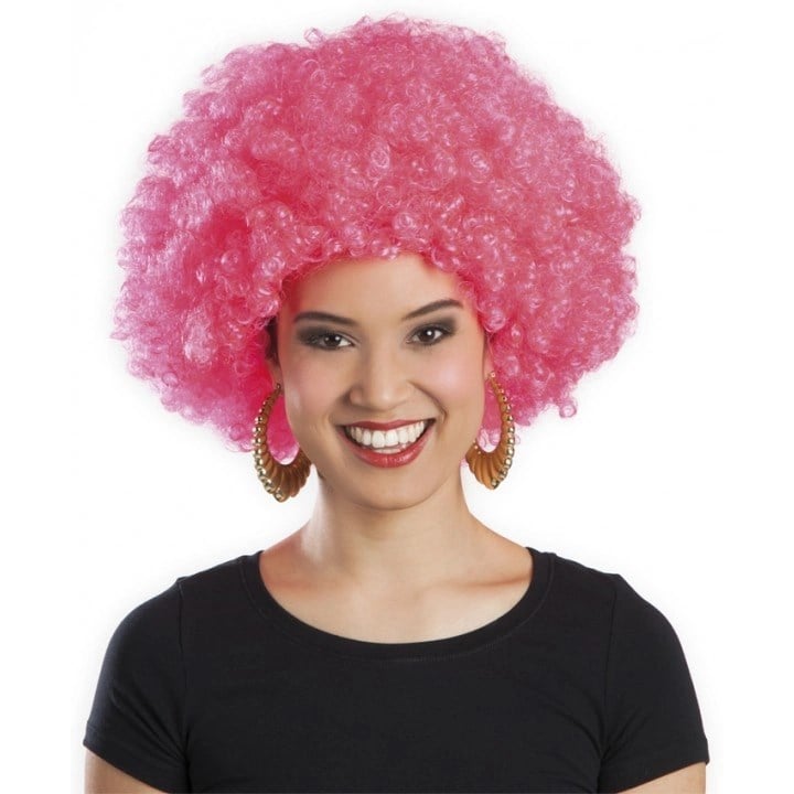 Mey İthalat® Pembe Renk Kıvırcık Afro Bonus Peruk