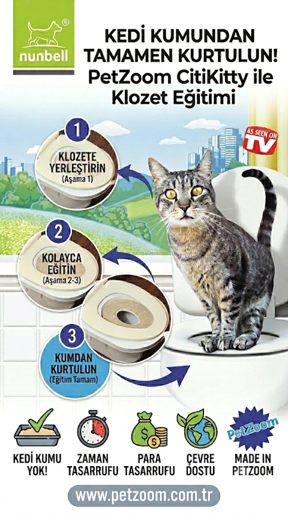 Mey İthalat® Petzoom Klozet Kedi Tuvaleti ***