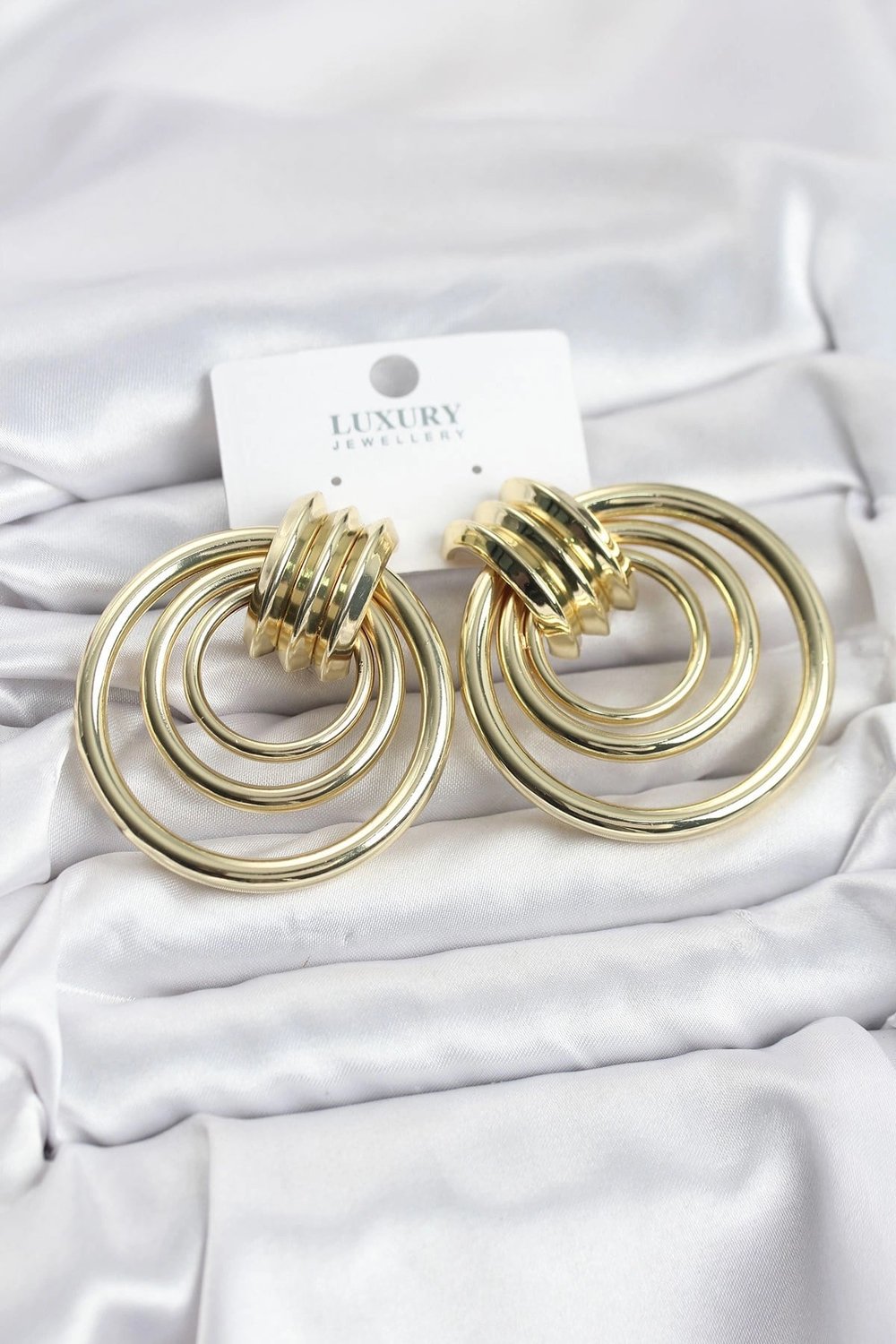 Mey İthalat® Pirinç Gold Renk Halka Model Vintage Kadın Küpe