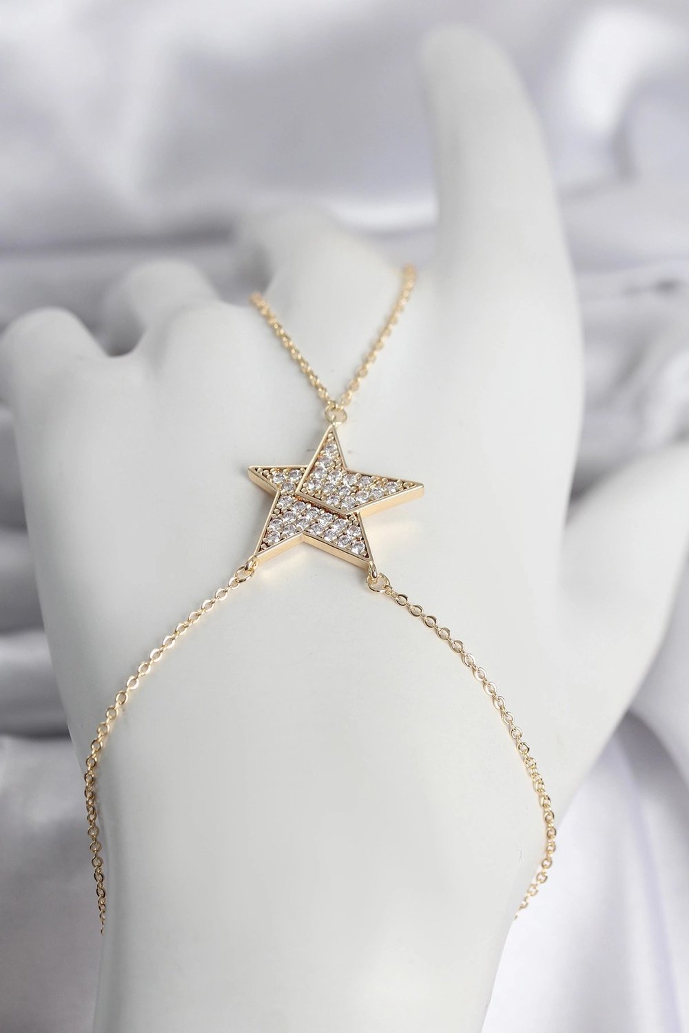Mey İthalat® Pirinç Gold Renk Zirkon Taşlı Yıldız Model Kadın Şahmeran
