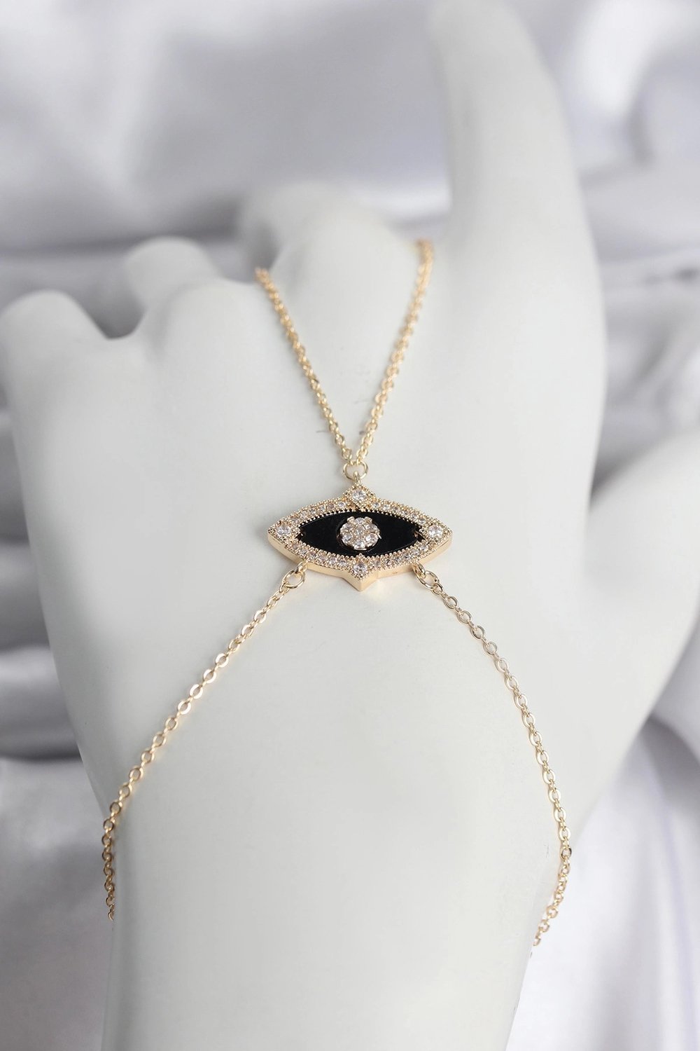 Mey İthalat® Pirinç Göz Model Gold Renk Zirkon Taşlı Kadın Şahmeran