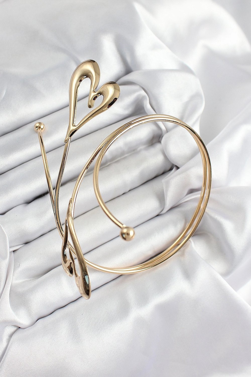 Mey İthalat® Pirinç Kalp Model Gold Renk Kadın Pazu Bileklik