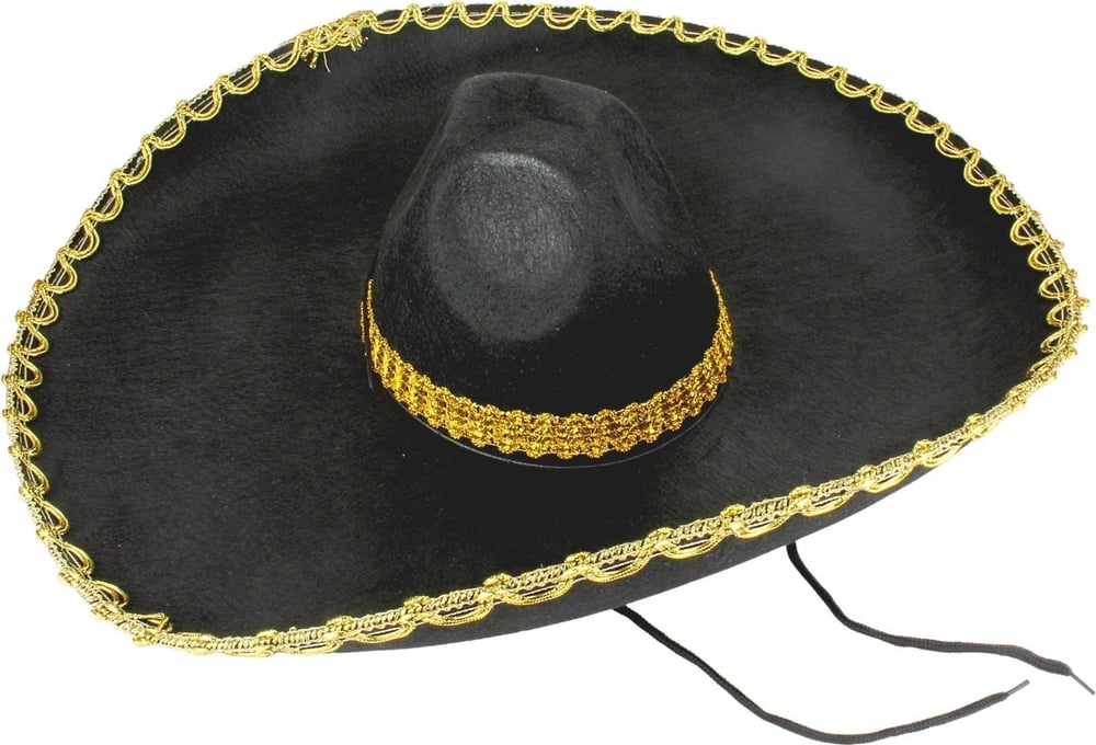 Mey İthalat® Sombrero Meksika Şapkası Mariachi Altın Şeritli Yetişkin Boy