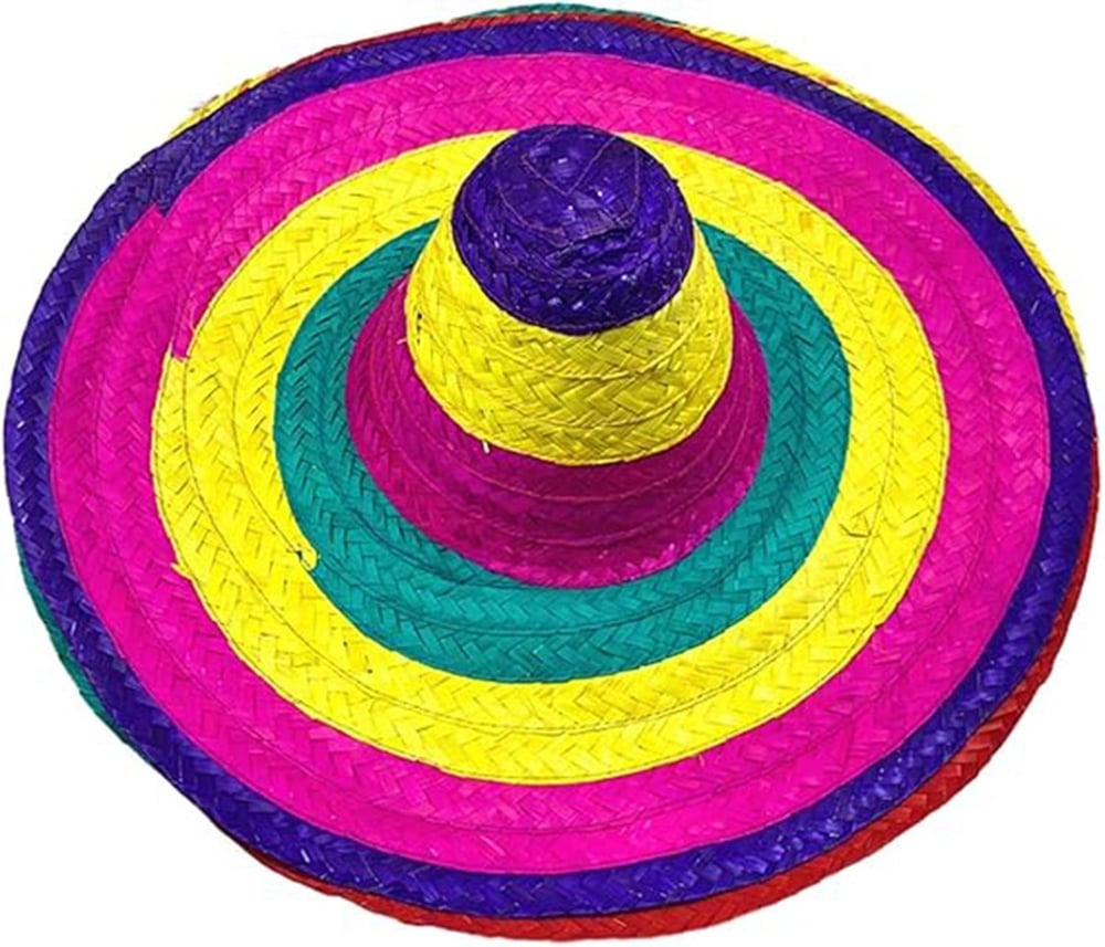 Mey İthalat® Sombrero Meksika Şapkası Renkli Örme Hasır Yetişkin Boy