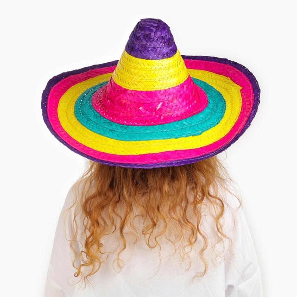 Mey İthalat® Sombrero Meksika Şapkası Renkli Örme Hasır Çocuk Boy