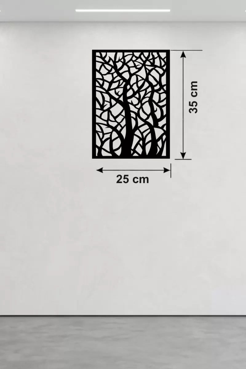 Mey İthalat® Soyut Ağaç Dalları Ahşap Duvar Tablosu - 25x35 cm Lazer Kesim Dekoratif Pano