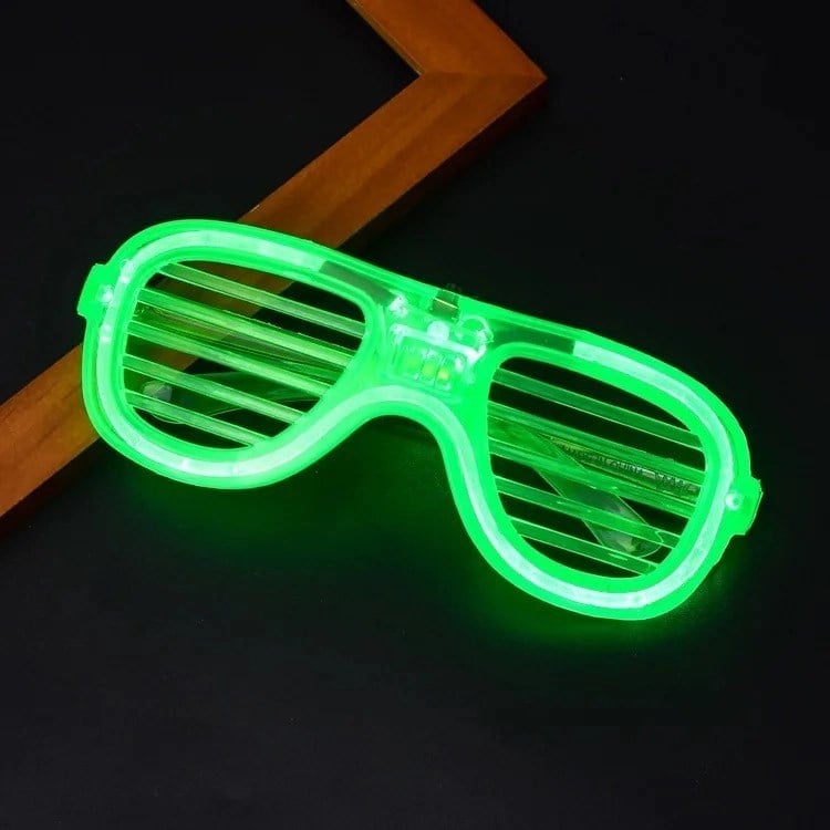 Mey İthalat® Yeşil LED Işıklı Parti Gözlüğü – Neon Glow Şerit Gözlük 3 Modlu