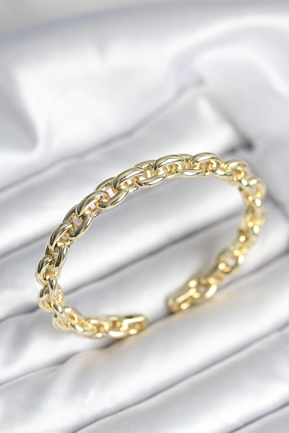 Mey İthalat® Zincir Model Gold Renk Pirinç Kadın Bileklik