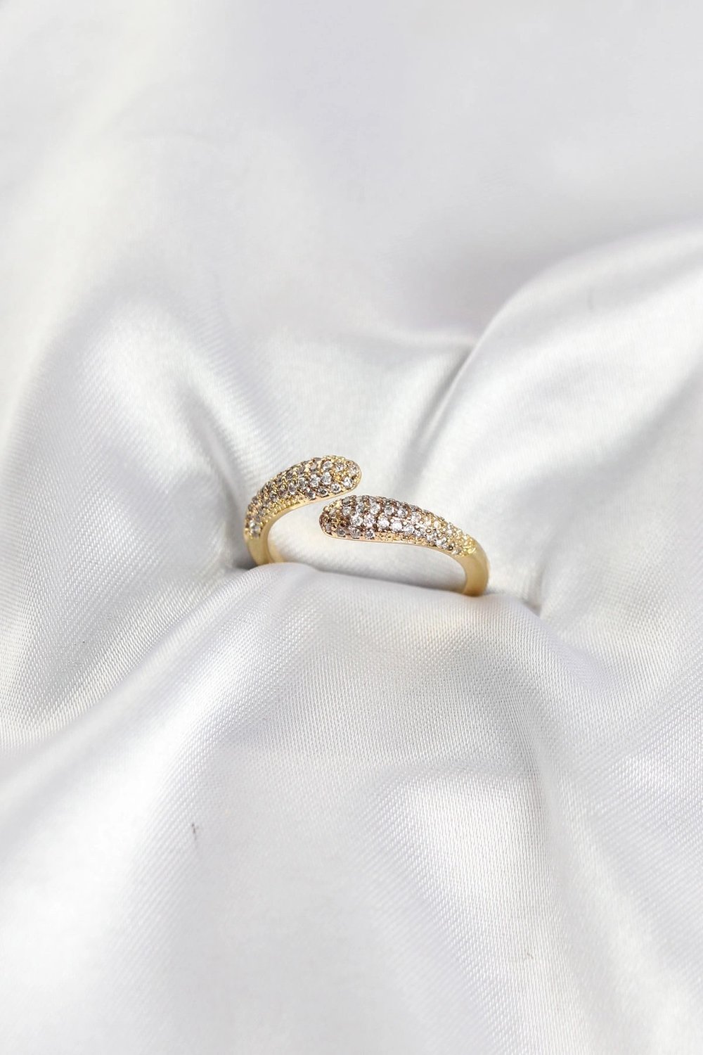 Mey İthalat® Zirkon Taşlı Gold Renk Pirinç Yüzük