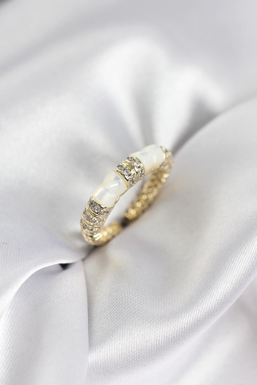 Mey İthalat® Zirkon Taşlı Kemik Model Gold Renk Kadın Yüzük