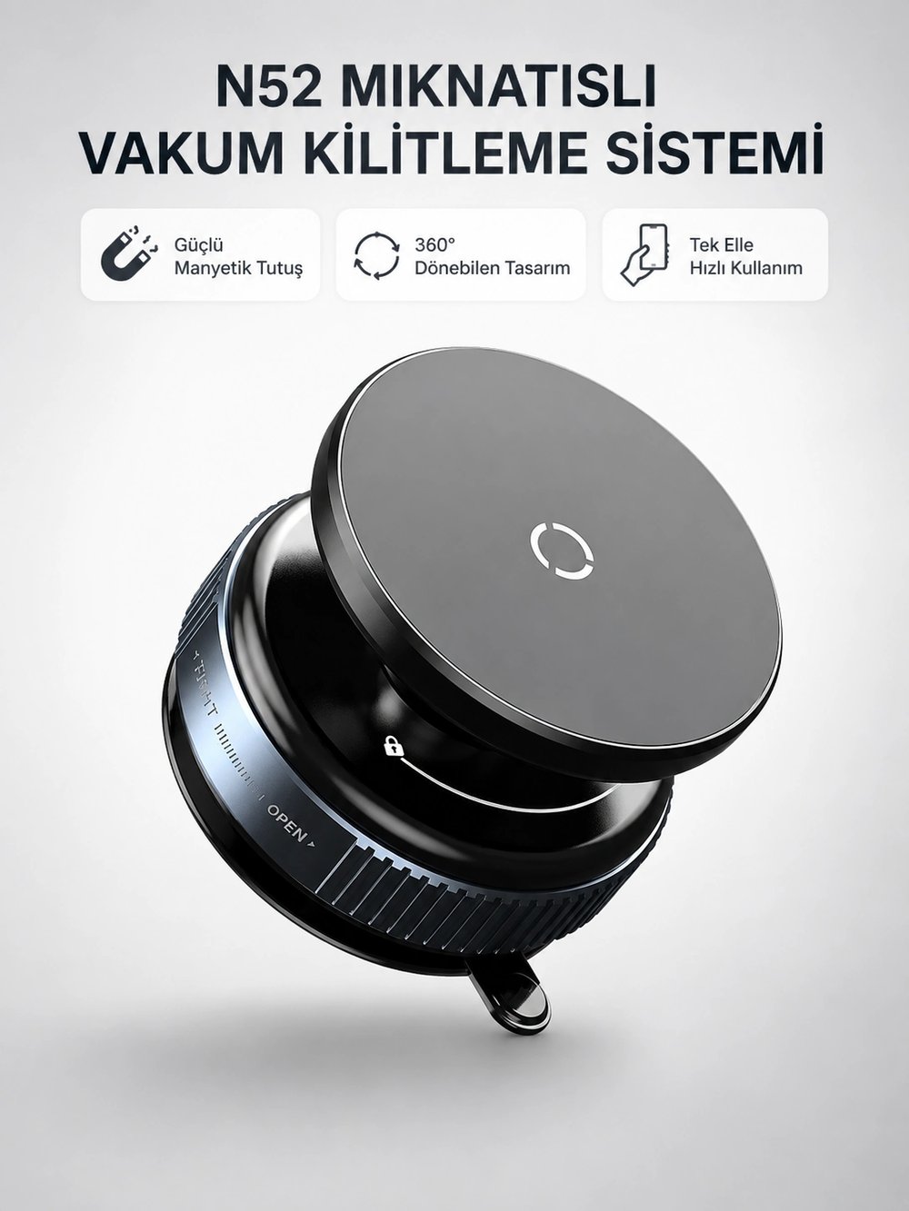 Mıknatıslı Araç Telefon Tutucu Vakum Teknolojili 360° Ayarlanabilir